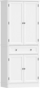 HOMCOM Szafka kuchenna z 4 drzwiami, szufladą i regulowanymi półkami do kuchni, 80 x 39,5 x 186,4 cm biały | Aosom PL