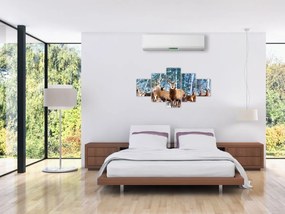 Obraz - Stado jeleni (125x70 cm)