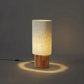 Lampa podłogowa Japandi drewniana z lnianym abażurem 70 cm - Lamel