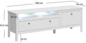 Szafka RTV do Salonu AZURA 160 cm Biała Skandynawska Nowoczesna