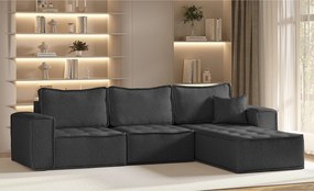 Narożnik w kształcie L Bohoo Maxi, tkanina Raven, Grafitowy, Lewy