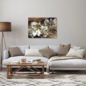 Obraz na szkle - Orchidea kwiaty na marmurowym tle (70x50 cm)