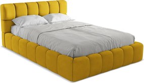 Łóżko 160 x 228 - z tkaniny szenilowej - musztardowy - NALU