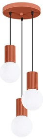 Lampa wisząca HALO 3P ochra czerwona ryflowana SOLLUX  LIGHTING