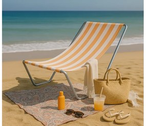 Składane leżak plażowy SAND, pomarańczowe paski