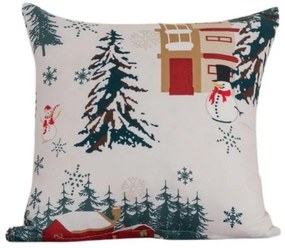 Poszewka na poduszkę z mikrofibry SNOWY HOUSES 45x45 cm, biała