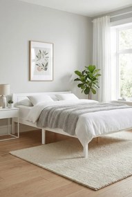 Białe dwuosobowe łóżko drewniane 160x200 M4-A84