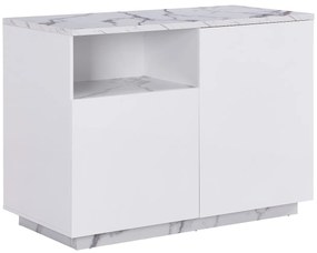 Wyspa kuchenna 2-drzwiowa z 1 wnęką z MDF-u – Imitacja białego marmuru – CORELINA