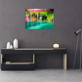 Obraz na szkle - Wodospad, Jeziora Plitwickie, Chorwacja (70x50 cm)