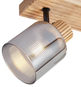 Nowoczesny reflektor drewniany z przydymionym szkłem 2-punktowy obrotowy i uchylny - Gracy Nowoczesny Oswietlenie wewnetrzne