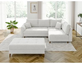 Biały narożnik z materiału bouclé (prawostronny/w kształcie litery L) Ariella – Ropez