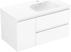 Mexen Orio szafka łazienkowa 90 cm z umywalką Vela prawą, 2S, 1D, biała mat - 91A13-09047-3-BBFFFF01-W23P01
