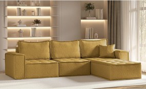 Narożnik w kształcie L Bohoo Maxi, tkanina Raven, Żółty, Prawy