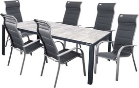 Doppler BERGAMO MIAMI ogrodowy zestaw wypoczynkowy 6+1 szary