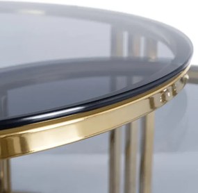 Zestaw Stolików Kawowych TRITON MAX 60 cm/80 cm Szary/Złoty Glamour