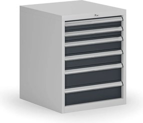 Kontener warsztatowy do zawieszenia G8, 6x szuflada, 560 x 600 x 700 mm, grafitowy