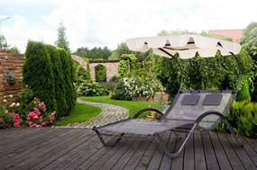 Leżak ogrodowy dla dwóch osób Sunset 303 z regulowanym daszkiem