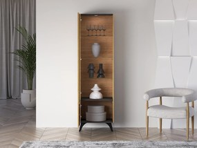Witryna do salonu HESTIA 1W1D 58cm dąb/czarna lewa ML MEBLE