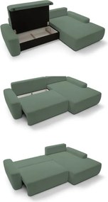 Narożnik BOULI Prawostronny z Elektryczną Regulacją wolnostojący tkanina Raven 77 Zielony DOMO HOME