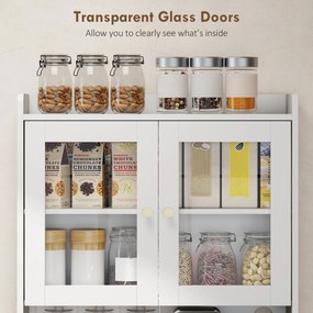 HOMCOM Szafka kuchenna z blatem roboczym, uchwytem na kieliszki do wina, szafka magazynowa do kuchni, jadalni, 170 cm, MDF, szkło, biały | Aosom PL