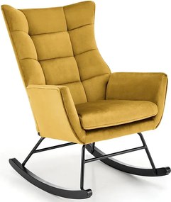Musztardowy welwetowy fotel bujany N3-R07