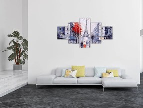 Obraz ulicy w Paryżu, obraz olejny (125x70 cm)