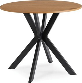 Zestaw Stół Okrągły LAUREN 80 cm Dąb Złoty/Czarny i 4 Krzesła ROBIN Zielone