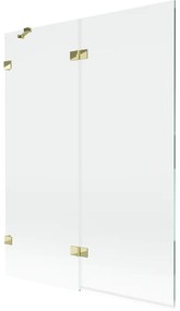 Mexen Lunar parawan nawannowy 2-skrzydłowy lewy 130 x 150 cm, transparent, złoty - 897-130-100-50-00-L