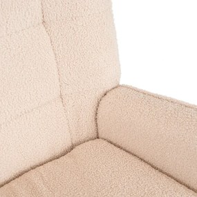 Fotel Bujany Uszak JACKSON Beżowy Boucle/Dąb Skandynawski