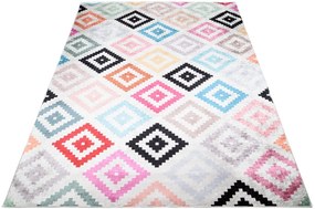 Szary dywan w kolorowy wzór do pokoju młodzieżowego C0-T48