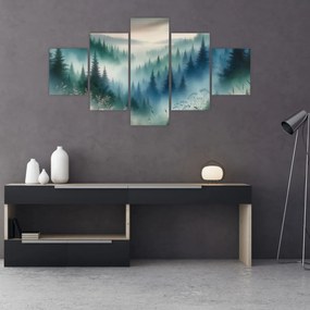 Obraz - Leśny krajobraz z mgłą (125x70 cm)