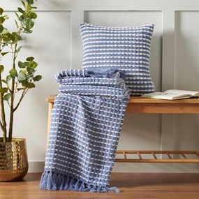 Niebieski koc 125x150 cm Stab Stitch – Catherine Lansfield