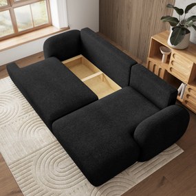 Masseno Narożnik MODENZA z funkcją spania i pojemnikiem na pościel Narozniki L, Rozkładana sofa - Czarny, NOW OR NEVER 100