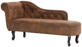 Brązowa leżanka z ekoskóry w stylu chesterfield - Dalos