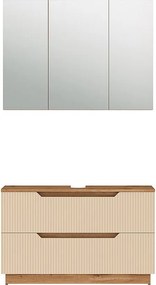 Zestaw mebli łazienkowych dąb/kaszmir w paski 119.2x35x62.5 lotta