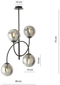 Nowoczesna lampa sufitowa z grafitowymi kloszami - D116-Hurgen