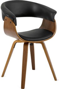 Krzesło Tapicerowane z Drewna Giętego Do Jadalni OHIO Czarne Ekoskóra Nowoczesne Loft