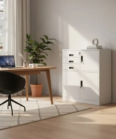 Jasnoszara zamykana szafka do biura E4-Z88