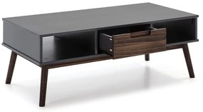 Antracytowy stolik z drewna sosnowego Marckeric Nussa, 110x55 cm