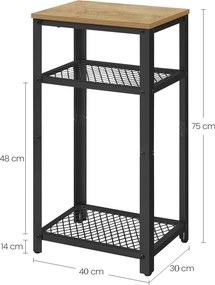 Stolik pomocniczy wysoki loft Faro 03 z 2 półkami, dąb artisan
