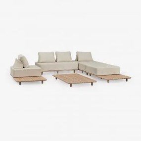 Zestaw Ogrodowy Z 3-częściową Modułową Sofą Typu Leżanka, Stolikiem Nocnym, Fotelem I Stolikiem Kawowym 160x95 Cm W Kolorze Port Gardenia Biel - Sklum