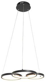 Lampa wisząca czarna z wbudowanym LED 3-stopniowy ściemniacz 3-światła - Rondas Nowoczesny Oswietlenie wewnetrzne