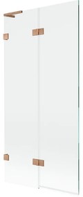 Mexen Lunar L parawan nawannowy 2-skrzydłowy lewy 90 x 150 cm, transparent, miedź szczotkowana - 897L-090-100-65-00-L