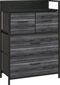 HOMCOM Komoda, sideboard, 4 tkaninowe szuflady, industrialny design, 60x29x85 cm, czarny | Aosom PL