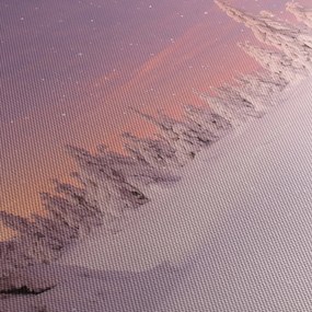 Obraz - Drzewa pod warstwą śniegu (z zegarem) (90x30 cm)