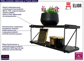 Czarna industrialna półka ścienna z metalowym uchwytem Trazi 3X