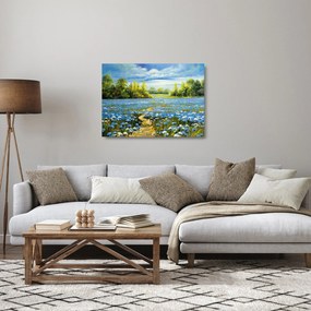 Obraz na szkle - Ścieżka w polu, obraz olejny (70x50 cm)