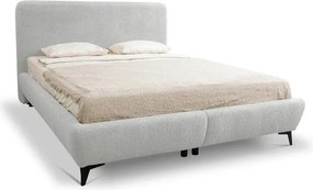 Jasnoszare tapicerowane łóżko dwuosobowe ze stelażem i schowkiem 160x200 cm Makapu – Makamii