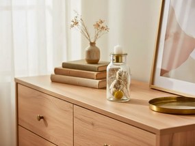 Szklany świecznik z suszonymi kwiatami BLOOMY, wysokość 13 cm