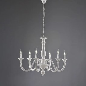 Żyrandol Lucca Shabby White Wooden 6 Lights 129 Ø86 BL271-6-BCO